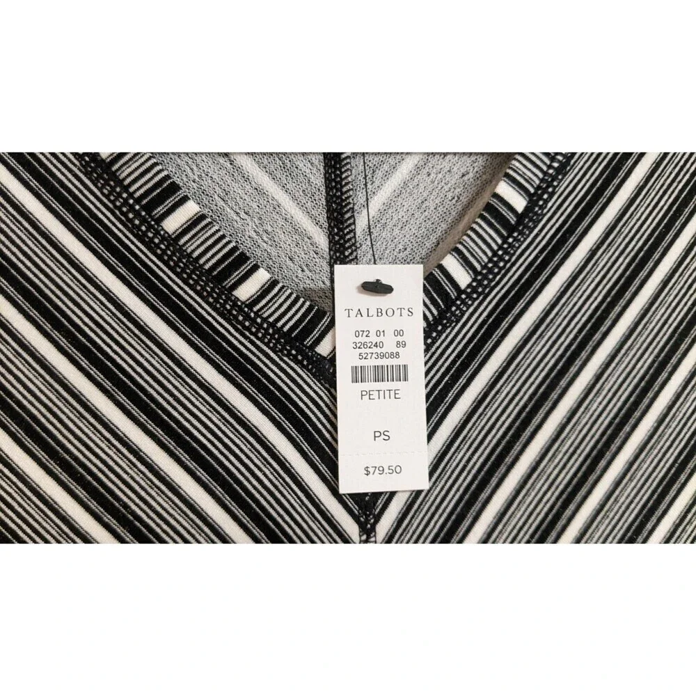 NWT~ T by Talbots Black White Striped Knit V Neck Dress Size Petite Small - Picture 4 of 7